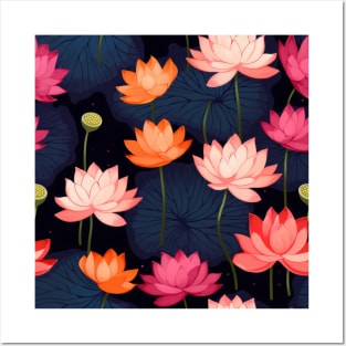 Serenity Blooms: Timeless Lotus Flower Pattern Posters and Art